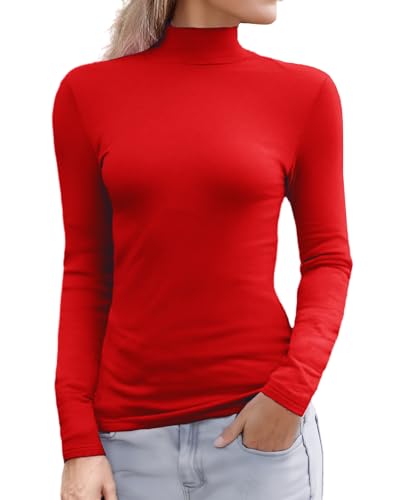 Abardsion Women's Long Sleeve Mock Turtleneck Shirts 2025 Fleece